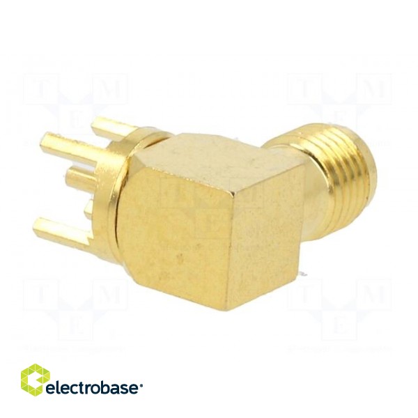 Socket | SMA | female | angled | 50Ω | THT | on PCBs | PTFE | gold-plated image 6