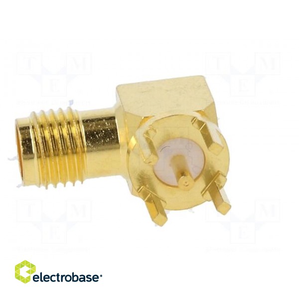 Socket | SMA | female | angled | 50Ω | THT | on PCBs | PTFE | gold-plated image 3