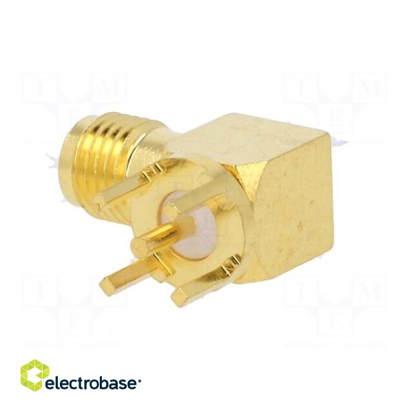 Socket | SMA | female | angled | 50Ω | THT | on PCBs | PTFE | gold-plated image 4