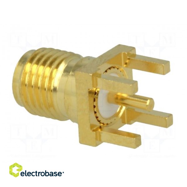Socket | SMA | female | straight | 50Ω | THT | on PCBs | PTFE | gold-plated image 4