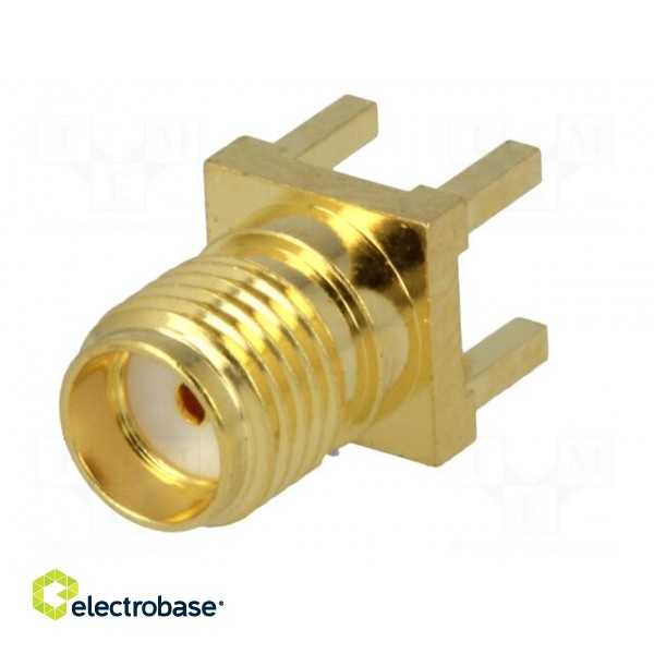 Socket | SMA | female | straight | 50Ω | THT | on PCBs | PTFE | gold-plated image 2