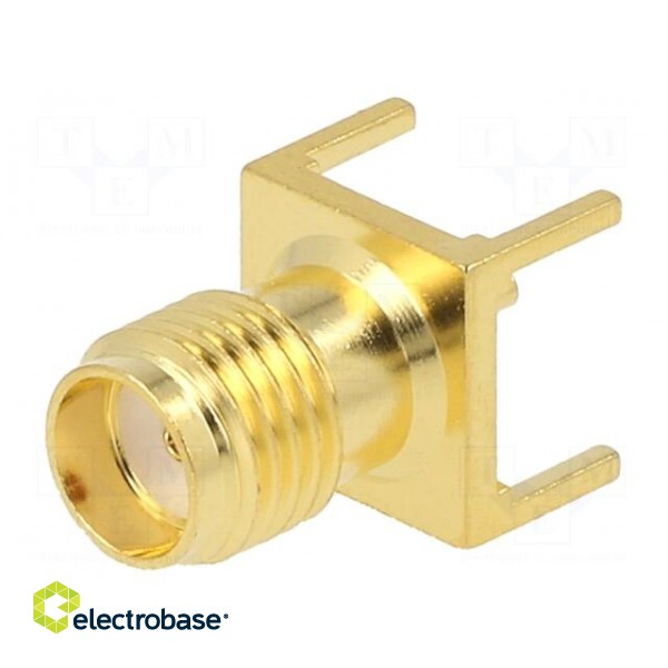 Socket | SMA | female | straight | 50Ω | THT | on PCBs | PTFE | gold-plated фото 1