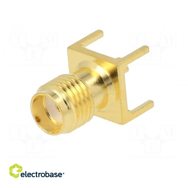 Socket | SMA | female | straight | 50Ω | THT | on PCBs | PTFE | gold-plated фото 2