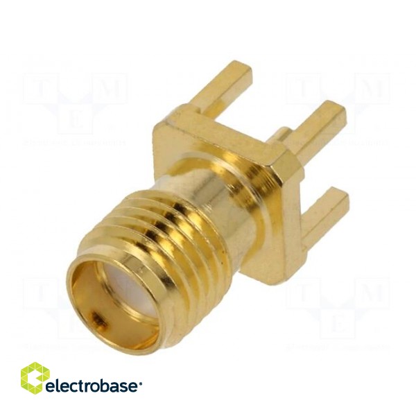 Socket | SMA | female | straight | THT | on PCBs | PTFE | gold-plated image 1