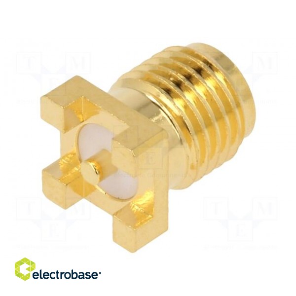 Plug | SMA | female | straight | 50Ω | SMT | for cable | PTFE | gold-plated paveikslėlis 2