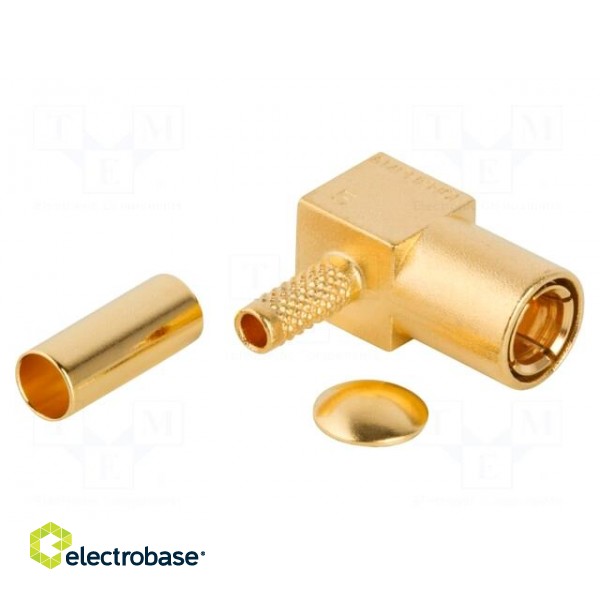 Socket | SMB | female | angled 90° | 50Ω | soldering,crimped | for cable image 2