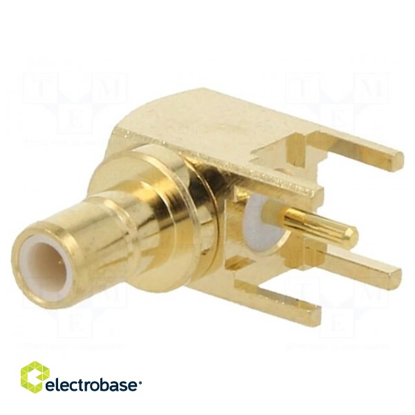 Socket | SMB | female | angled 90° | THT | on PCBs | PTFE | gold-plated image 1