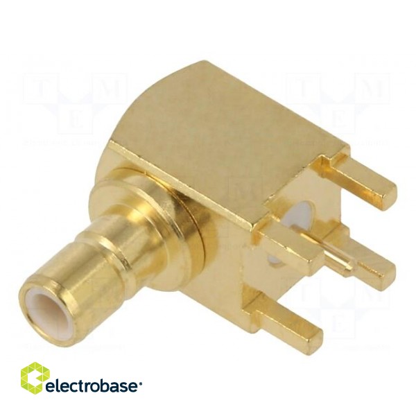Socket | SMB | female | angled 90° | THT | on PCBs | PTFE | gold-plated image 1
