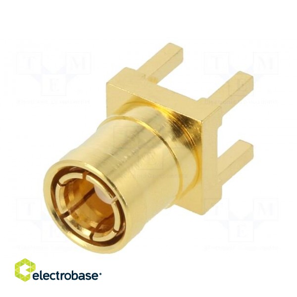 Socket | SMB | female | straight | 50Ω | THT | for cable | PTFE | Mat: brass фото 1