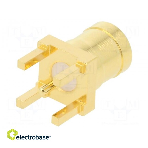 Socket | SMB | female | straight | 50Ω | THT | for cable | PTFE | Mat: brass image 2