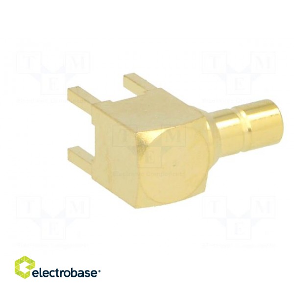 Socket | SMB | male | angled 90° | 50Ω | THT | on PCBs | PTFE | gold-plated image 6