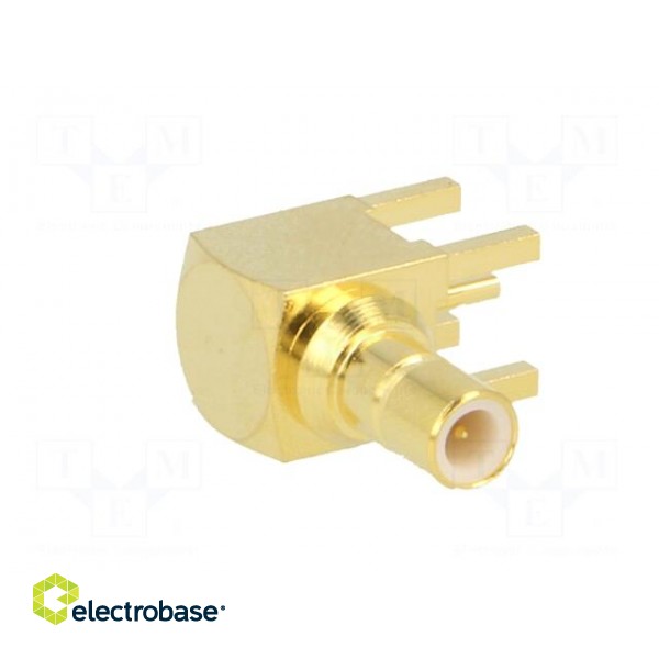 Socket | SMB | male | angled 90° | 50Ω | THT | on PCBs | PTFE | gold-plated image 8