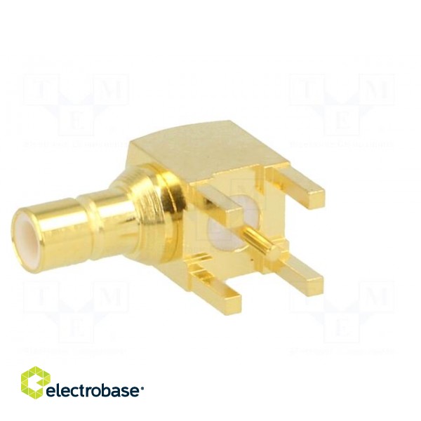 Socket | SMB | male | angled 90° | 50Ω | THT | on PCBs | teflon paveikslėlis 2