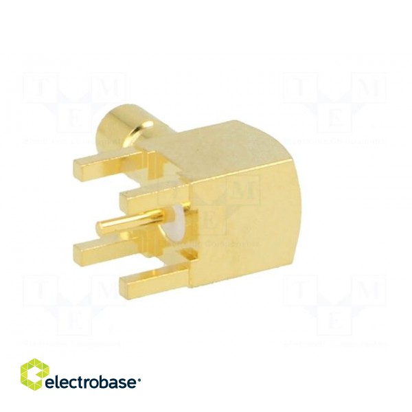 Socket | SMB | male | angled 90° | 50Ω | THT | on PCBs | PTFE | gold-plated image 4