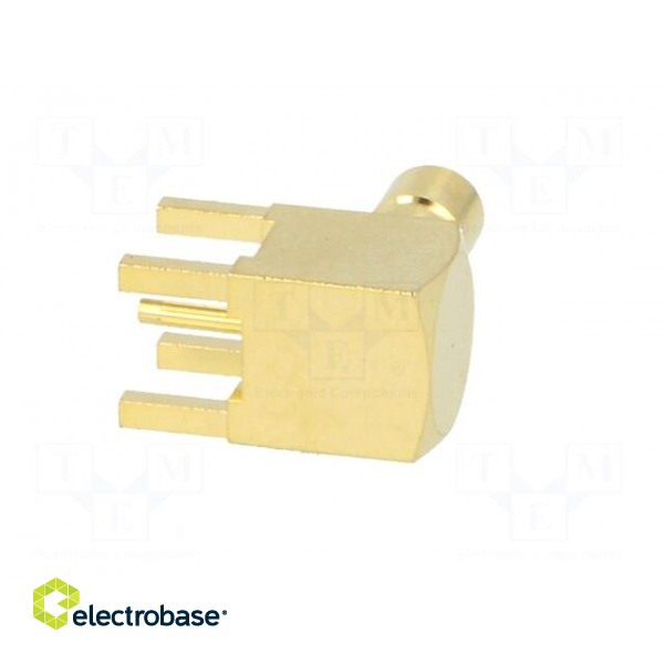 Socket | SMB | male | angled 90° | 50Ω | THT | on PCBs | PTFE | gold-plated image 5