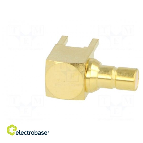 Socket | SMB | male | angled 90° | 50Ω | THT | on PCBs | PTFE | gold-plated image 7