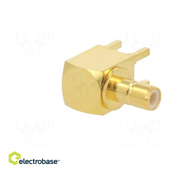 Socket | SMB | male | angled 90° | 50Ω | THT | for cable | PTFE | Mat: brass image 8