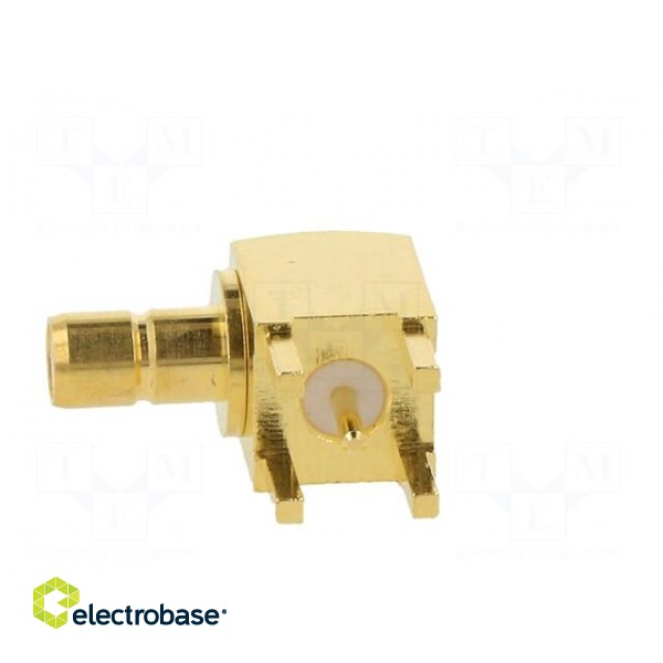 Socket | SMB | male | angled 90° | 50Ω | THT | for cable | PTFE | Mat: brass image 3