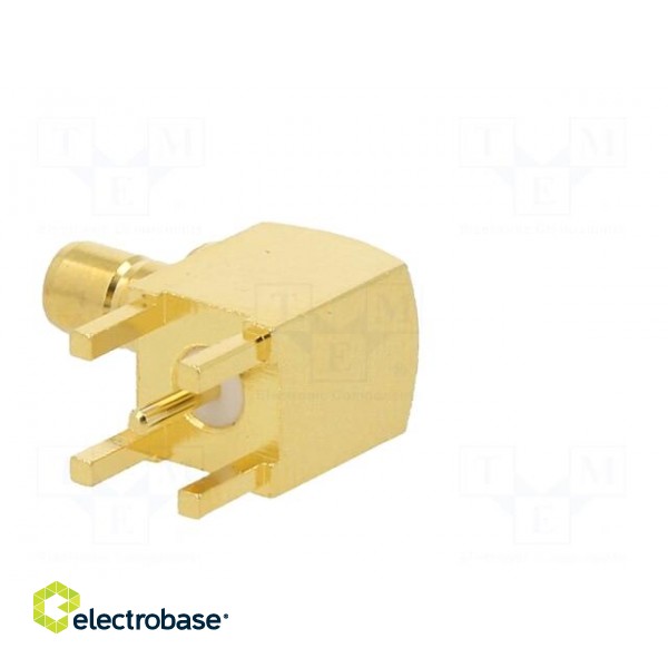 Socket | SMB | male | angled 90° | 50Ω | THT | for cable | PTFE | Mat: brass image 4