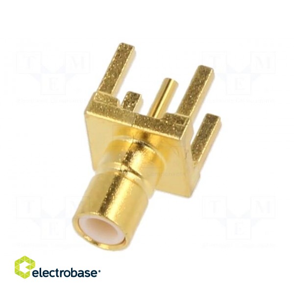 Socket | SMB | male | straight | 50Ω | THT | for cable | PTFE | gold-plated image 1