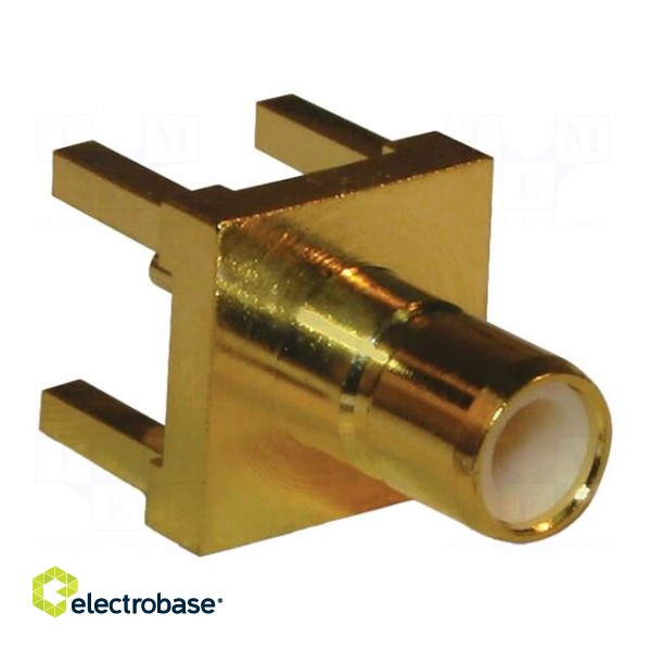 Socket | SMB | male | straight | 50Ω | THT | for cable | PTFE | gold-plated фото 3