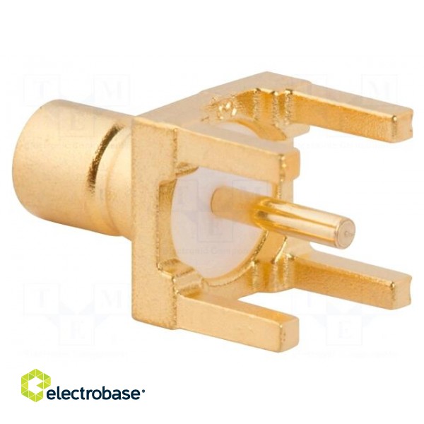 Socket | SMB | male | straight | 50Ω | THT | for cable | PTFE | gold-plated image 2