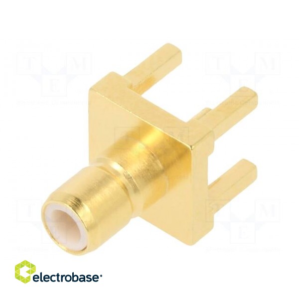 Socket | SMB | male | straight | 50Ω | THT | for cable | PTFE | gold-plated фото 1