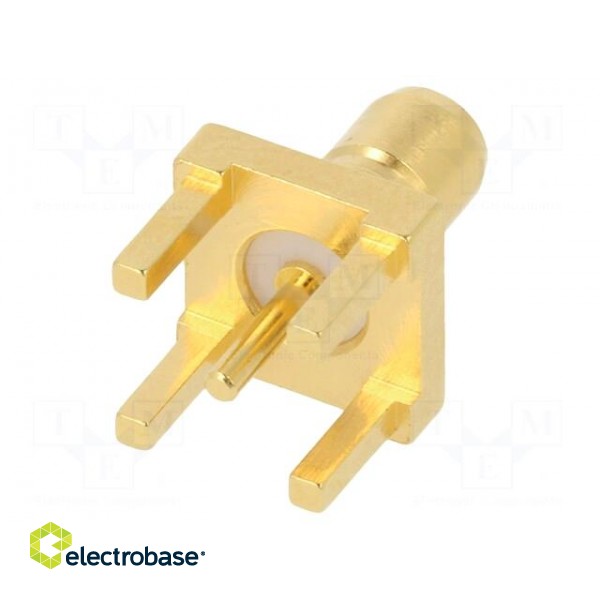 Socket | SMB | male | straight | 50Ω | THT | for cable | PTFE | gold-plated paveikslėlis 2
