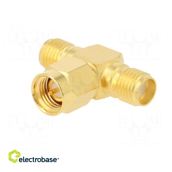 T adapter | SMA male,SMA female x2 | T | 50Ω | PTFE | gold-plated paveikslėlis 3