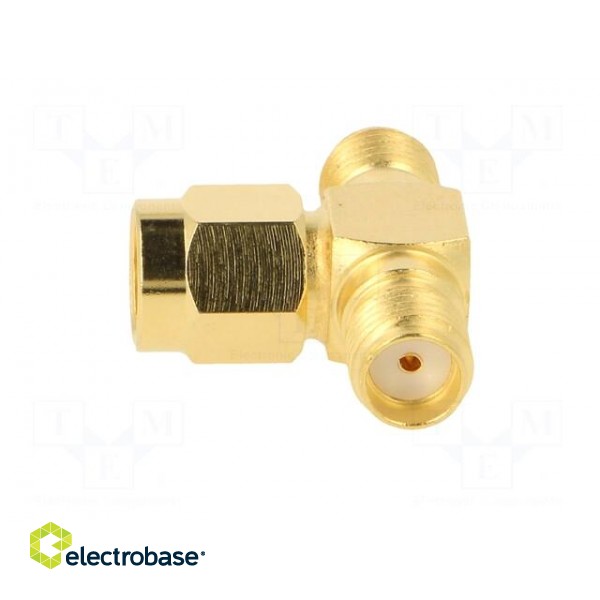 T adapter | SMA male,SMA female x2 | T | 50Ω | PTFE | gold-plated paveikslėlis 4