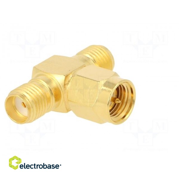 T adapter | SMA male,SMA female x2 | T | 50Ω | PTFE | gold-plated paveikslėlis 9