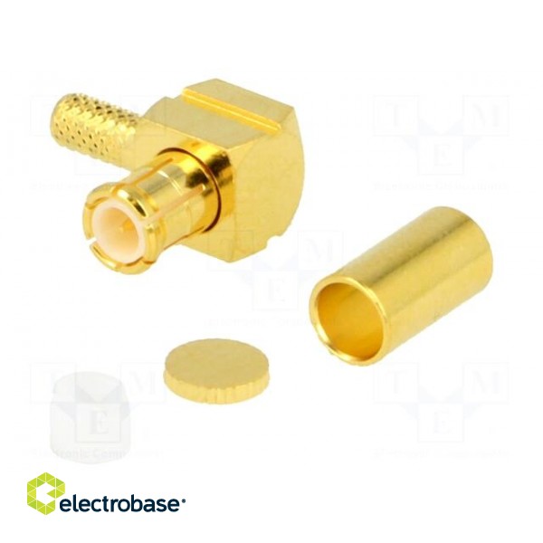 Plug | MCX | male | angled 90° | 50Ω | soldering,crimped | for cable image 1