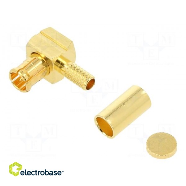 Plug | MCX | male | angled 90° | 75Ω | soldering,crimped | for cable фото 1