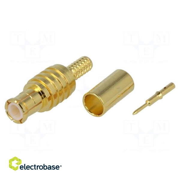 Plug | MCX | male | straight | 50Ω | crimped | for cable | teflon | Vswr: 1.3 image 1