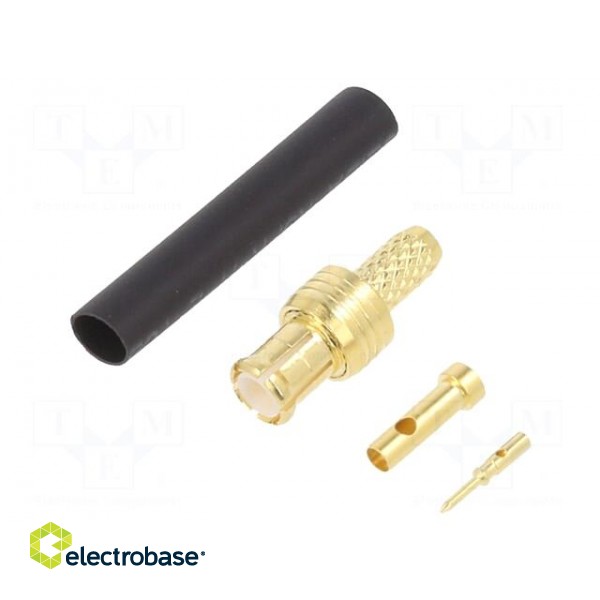 Plug | MCX | male | straight | 50Ω | RG178(A,B) | soldering,crimped | PTFE