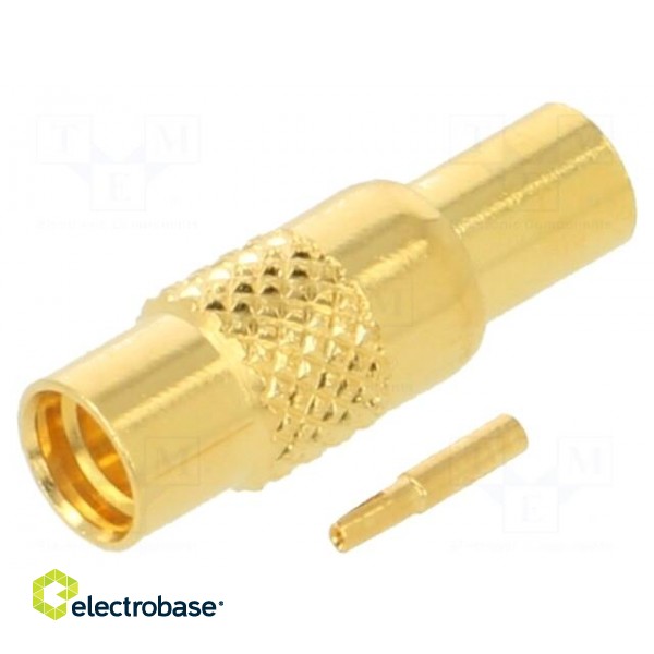 Plug | MMCX | female | straight | 50Ω | soldering | for cable | PTFE image 1