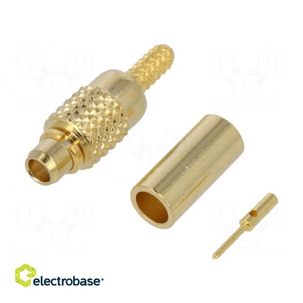 Plug | MMCX | male | 50Ω | soldering,crimped | for cable | teflon