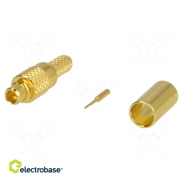 Plug | MMCX | male | straight | 50Ω | crimped | for cable | teflon image 1