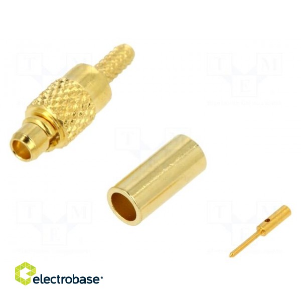 Plug | MMCX | male | straight | 50Ω | RG178U | soldering,crimped | PTFE