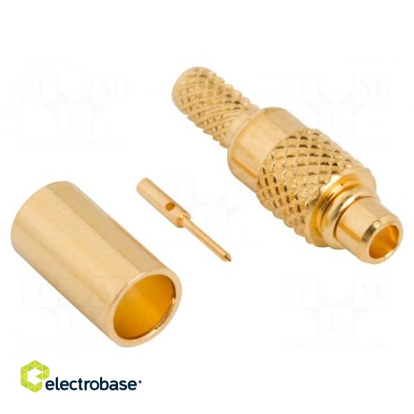 Plug | MMCX | male | straight | 50Ω | soldering,crimped | for cable | PTFE