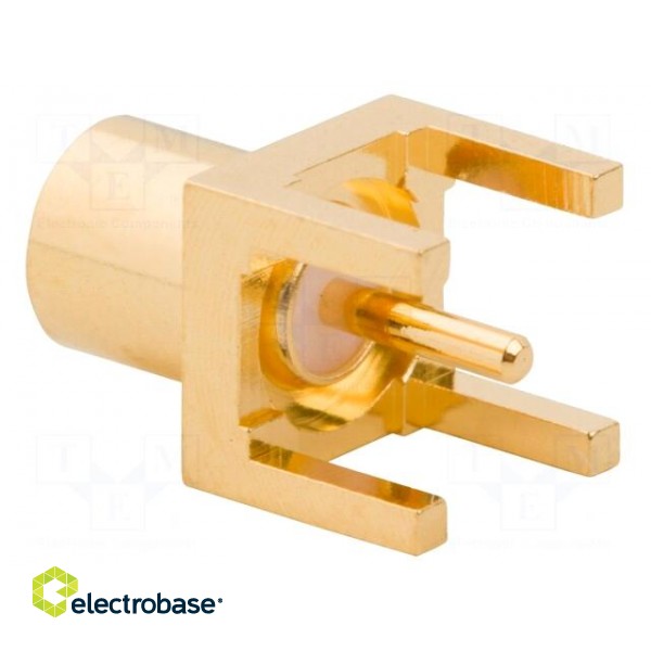 Socket | MCX | female | straight | 50Ω | THT | on PCBs | PTFE | gold-plated image 2