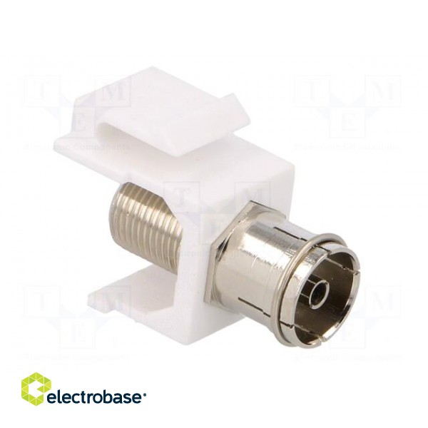 Adapter | socket | F socket,coaxial 9.5mm socket | female x2 | white paveikslėlis 8