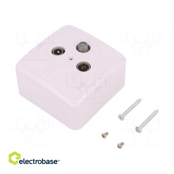 Plug/socket | coaxial 9.5mm (IEC 169-2) | surface-mounted | white фото 1