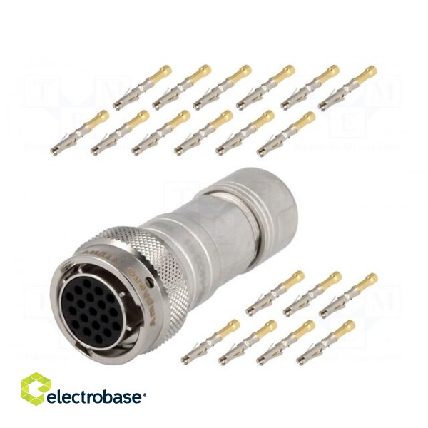 Connector: circular | plug | for cable | PIN: 19 | female | crimped | IP67 image 1