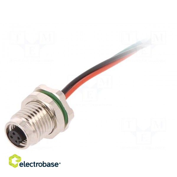 Connector: M5 | socket | female | cables | PIN: 3 | IP67 | 60V | 100mm | 1A