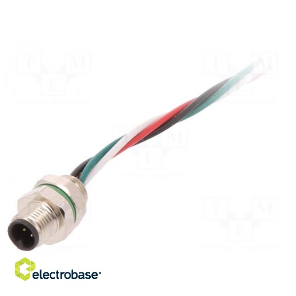 Connector: M5 | socket | male | cables | PIN: 4 | IP67 | 60V | 100mm | 1A