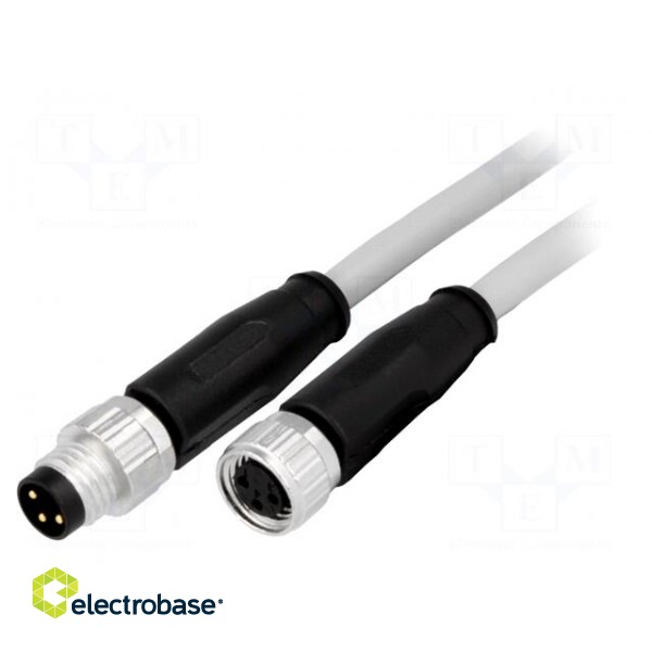 Cable: for sensors/automation | M8-M8 | male | female | PIN: 3 | plug