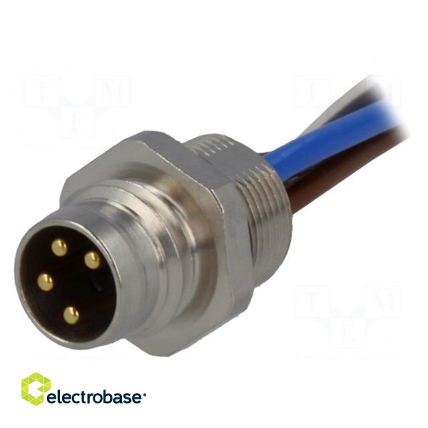 Connector: M8 | 0.2m | male | PIN: 4 | for panel mounting,screw-in