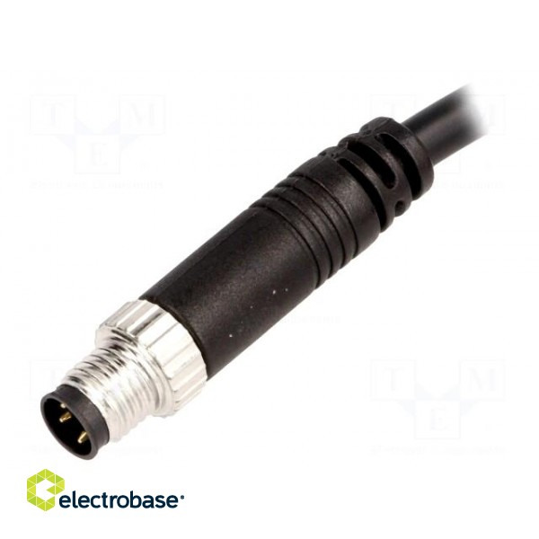 Connector: M8 | 1m | male | PIN: 3 | straight | plug | 3A | IP67 | 60V