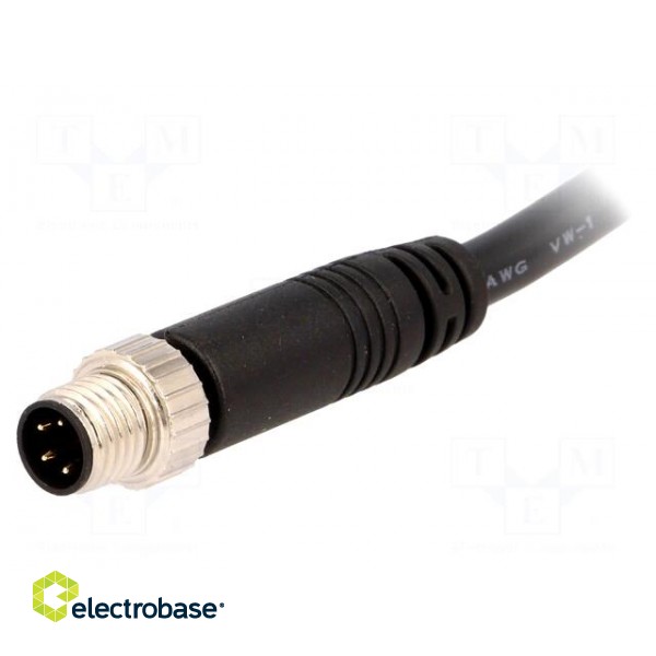Connector: M8 | 1m | male | PIN: 4 | straight | plug | 3A | IP67 | 30V